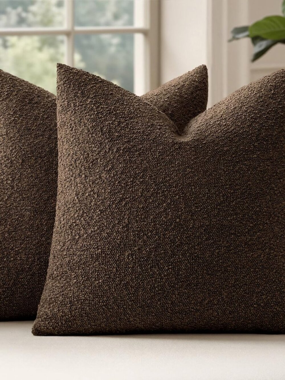 20x20 Decorative Boucle Couch Pillow Covers Brown